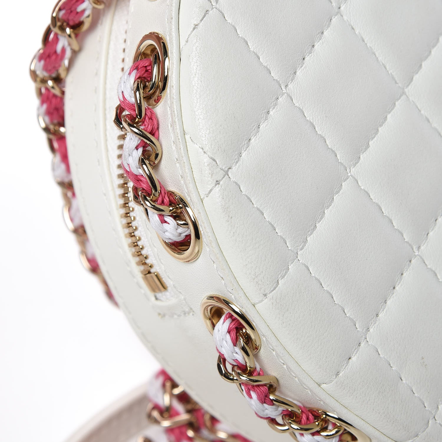 Chanel Lambskin Coco Lifesaver Round Bag Pink White 14 of 17