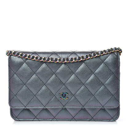 Chanel Iridescent Goatskin Quilted Wallet On Chain WOC Purple 1 of 10