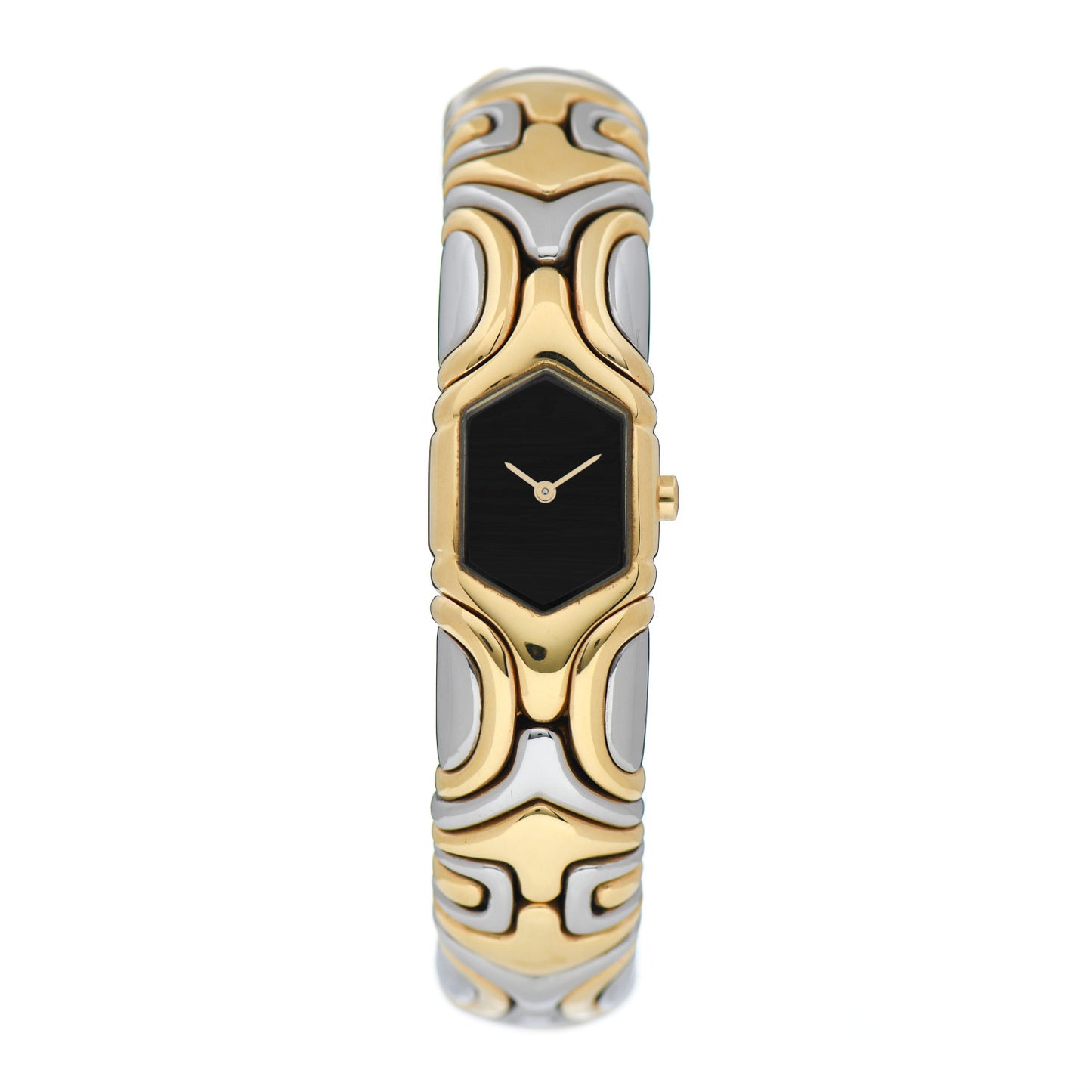 Stainless Steel 18K Yellow Gold 17mm Alveare Quartz Watch Black