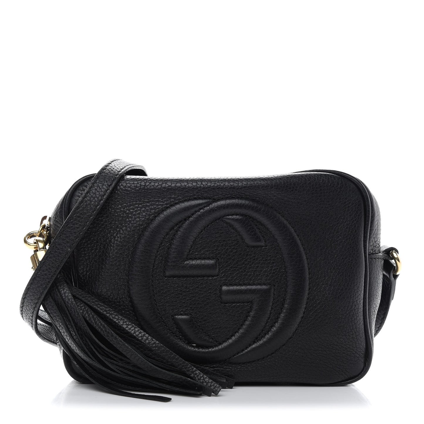 Pebbled Calfskin Small Soho Disco Bag Black
