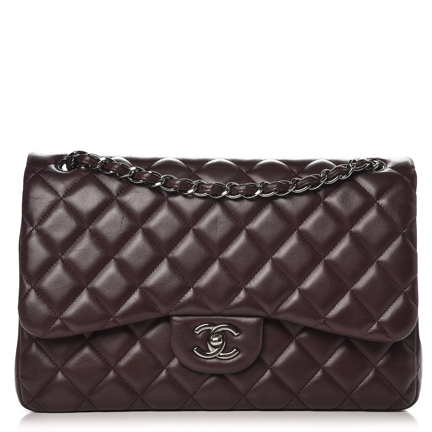 Chanel Lambskin Quilted Jumbo Double Flap Dark Purple 1 of 10