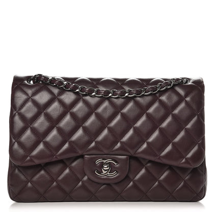 Chanel Lambskin Quilted Jumbo Double Flap Dark Purple 1 of 10