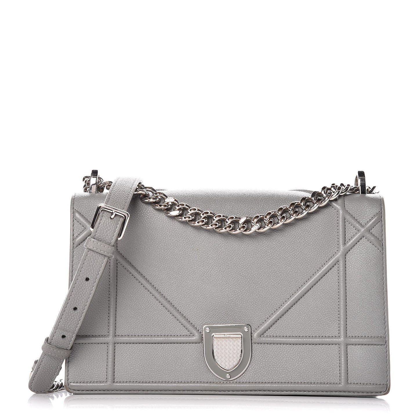 Grained Calfskin Medium Diorama Flap Bag Gris