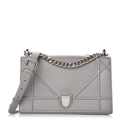 Christian Dior Grained Calfskin Medium Diorama Flap Bag Gris 1 of 10