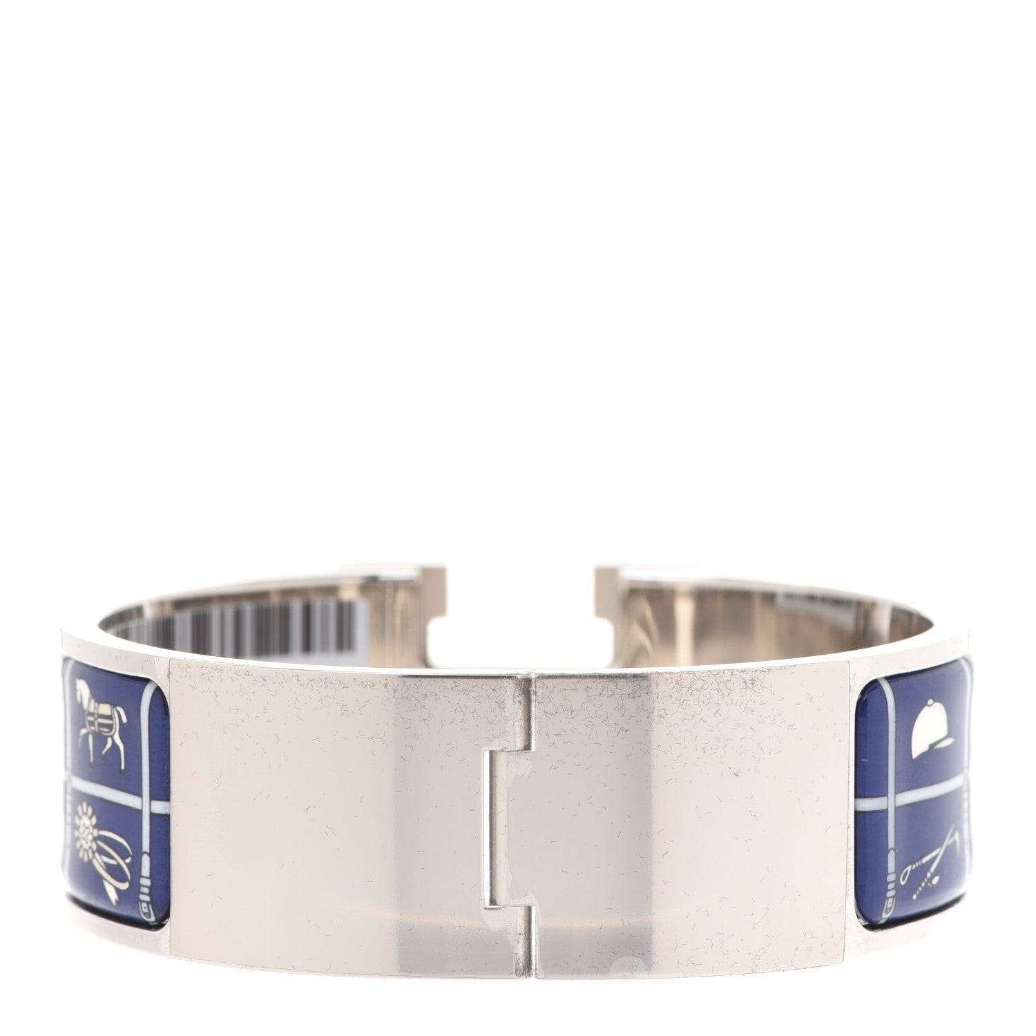 Hermes Enamel Couvertures et Tenues de Jour Wide Clic Clac H Bracelet PM Beige Blue 3 of 5