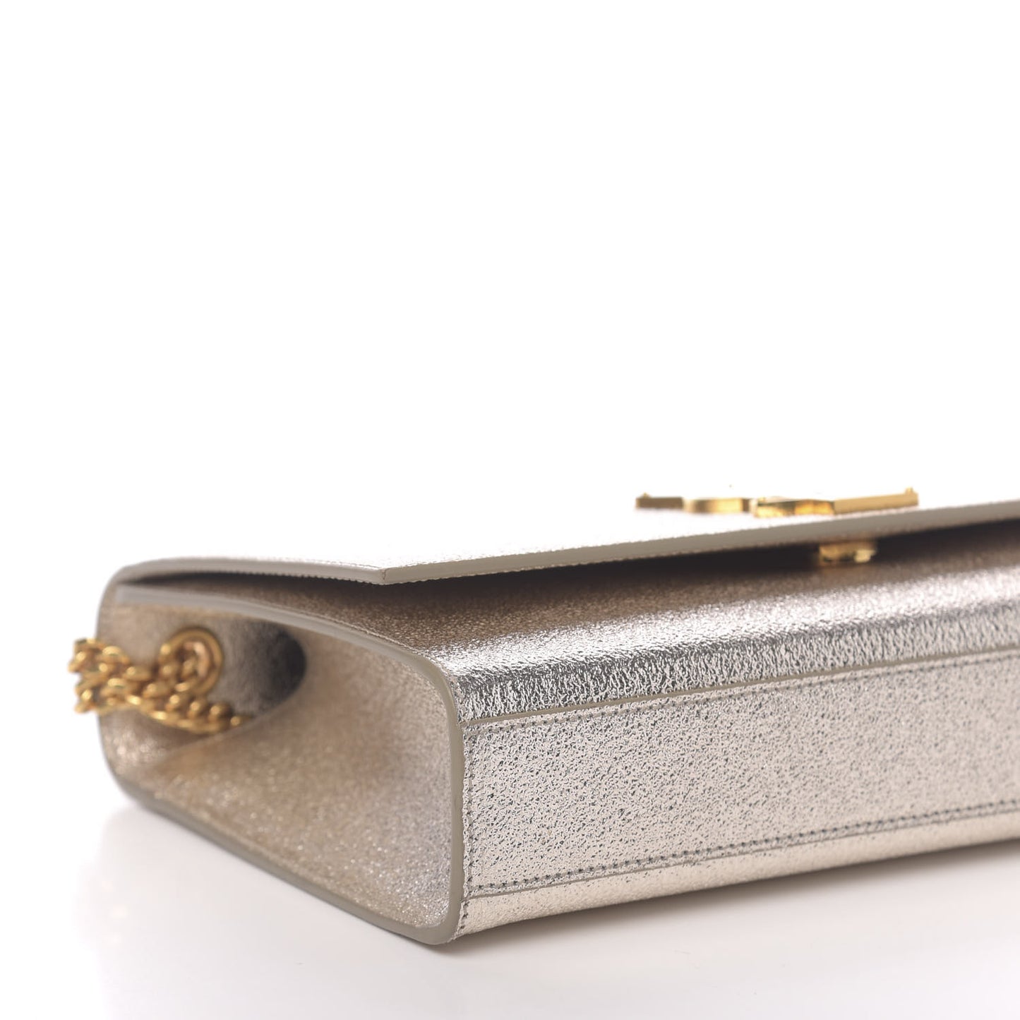 Metallic Calfskin Medium Classic Monogram Kate Satchel Pale Gold
