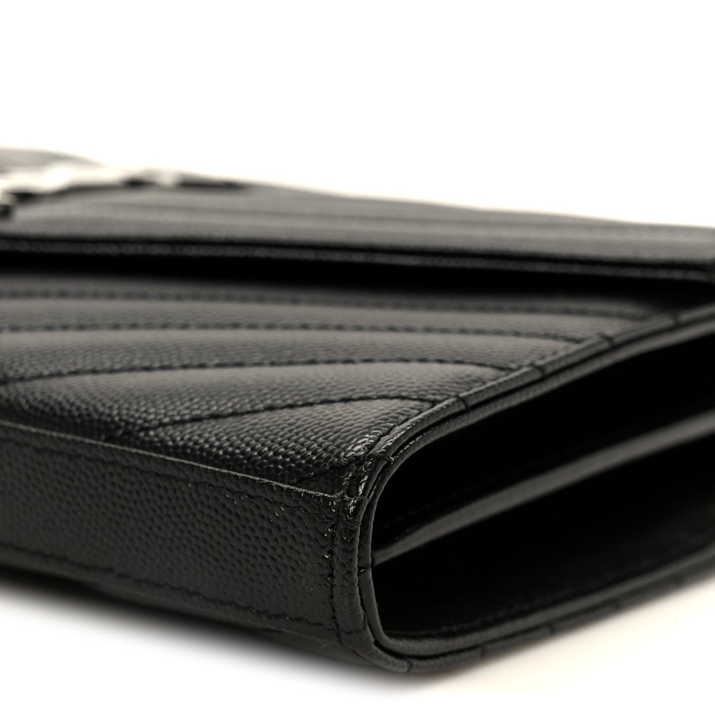 Grain De Poudre Matelasse Chevron Monogram Chain Wallet Black