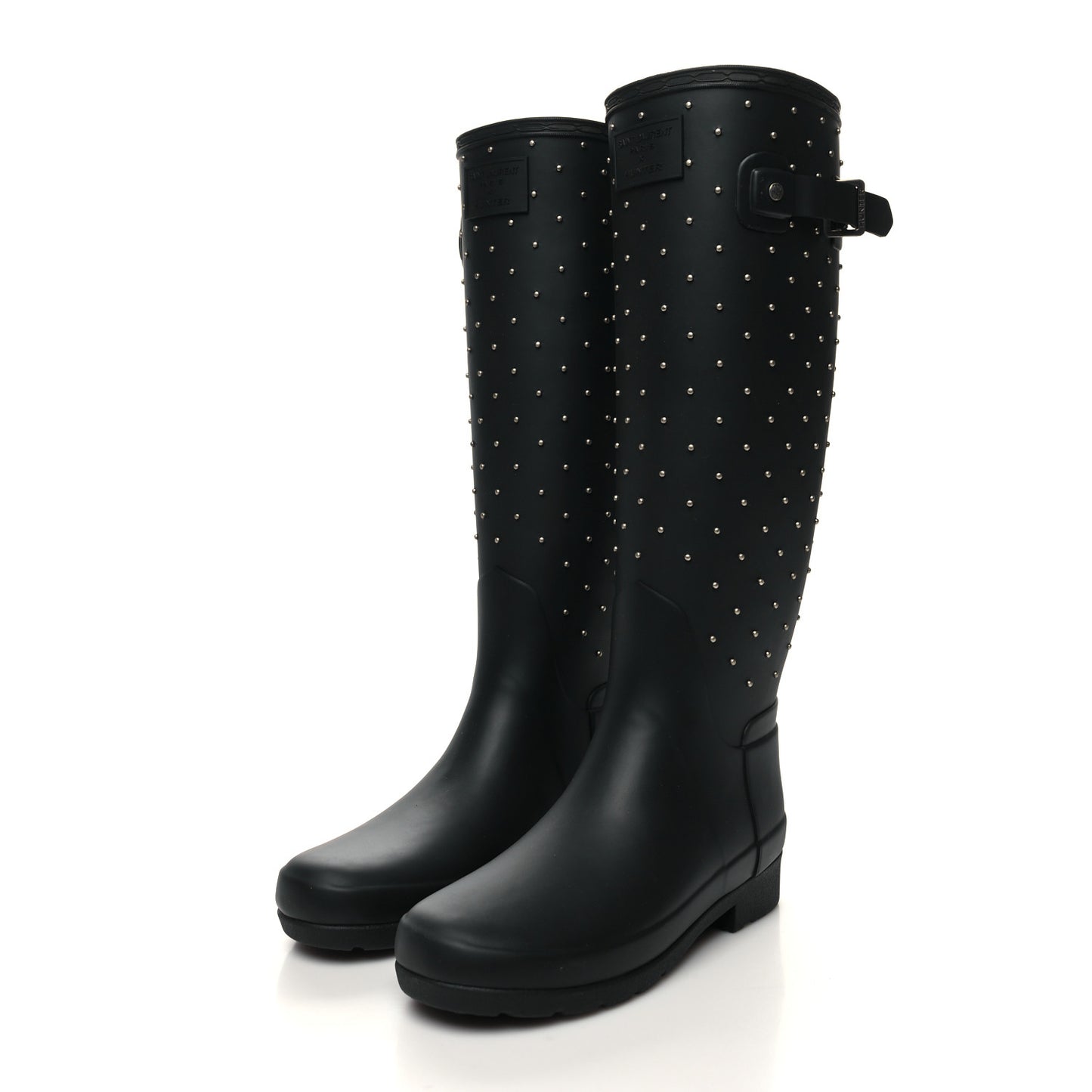 X HUNTER Rubber Crystal Studded Festival Rain Boots 36 Black