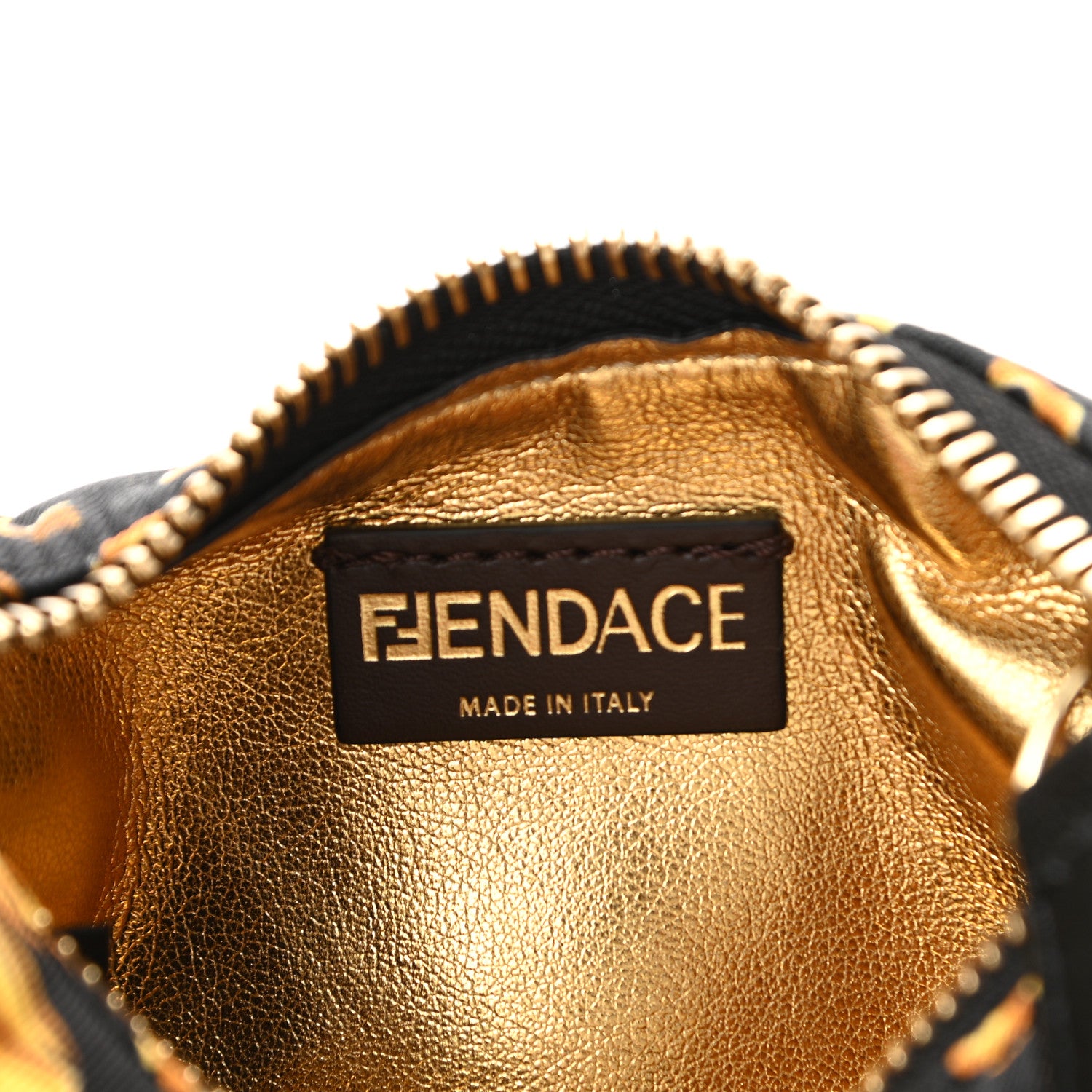 Fendi X VERSACE Silk Fendace Baroque Nano Fendigraphy Hobo Charm Black Gold 7 of 12