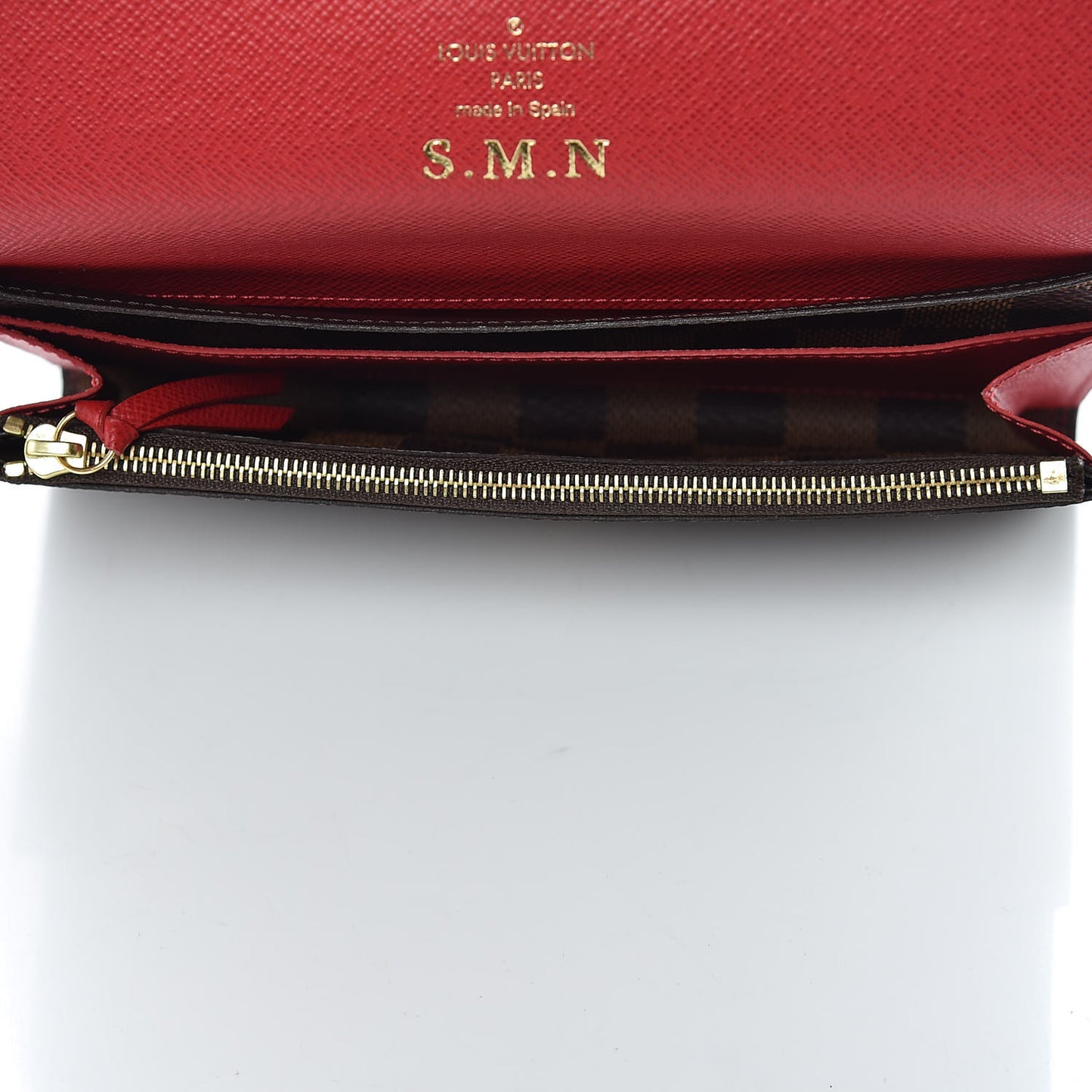 Damier Ebene Emilie Wallet Red