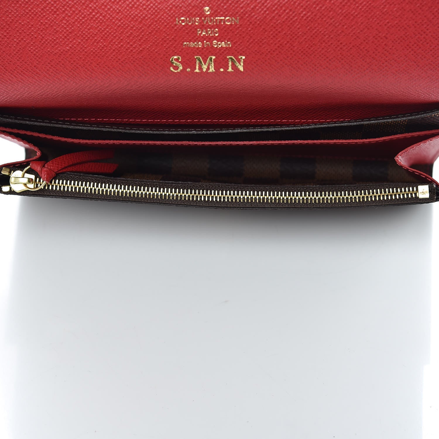 Louis Vuitton Damier Ebene Emilie Wallet Red 5 of 9