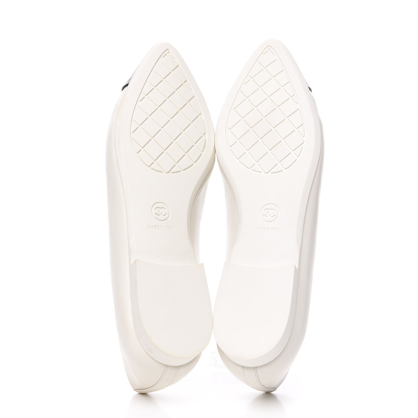 Glazed Lambskin Cap Toe Pointed Toe 40 White Black