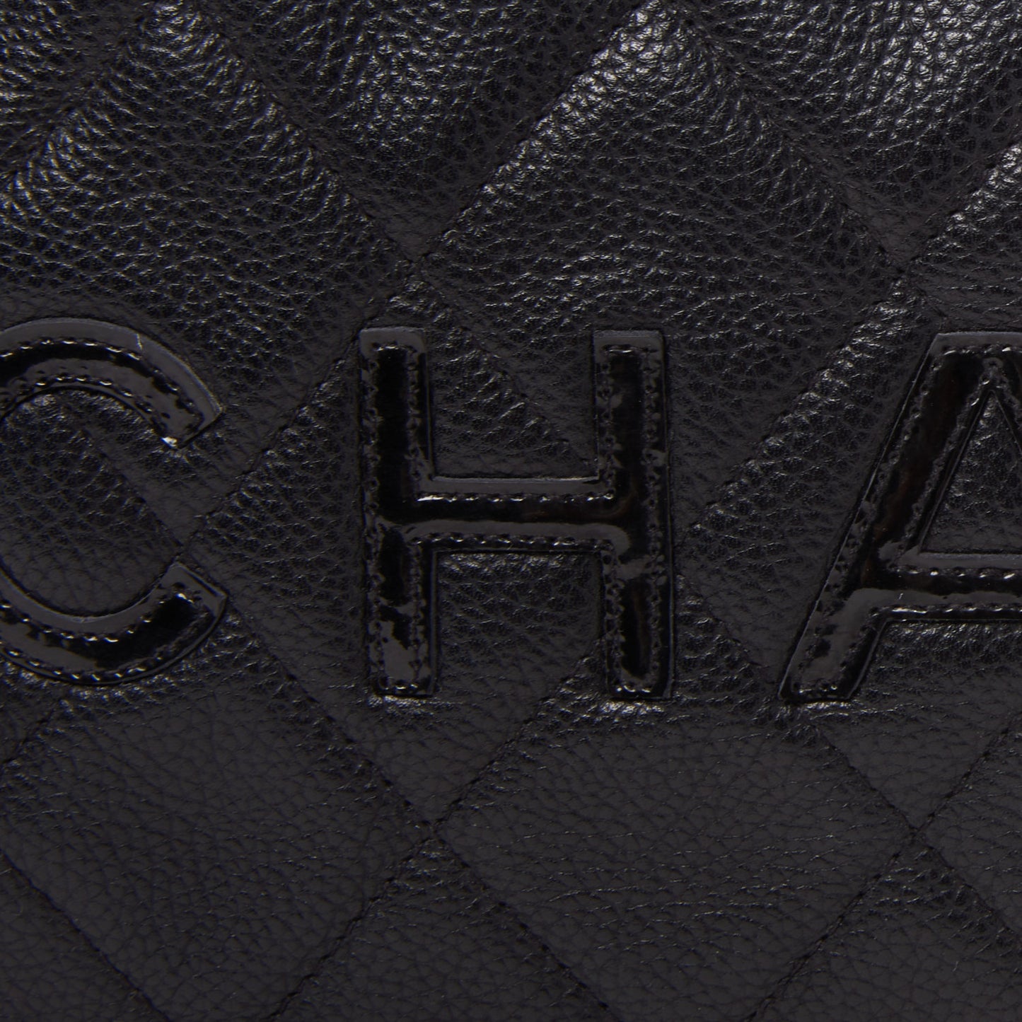 Calfskin Patent Quilted Large Bowler Black