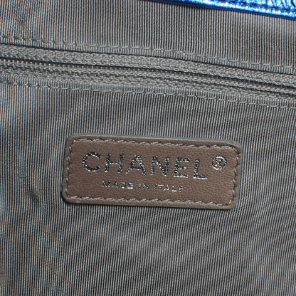 Chanel Leather Modern Chain Tote Metallic Blue 6 of 7