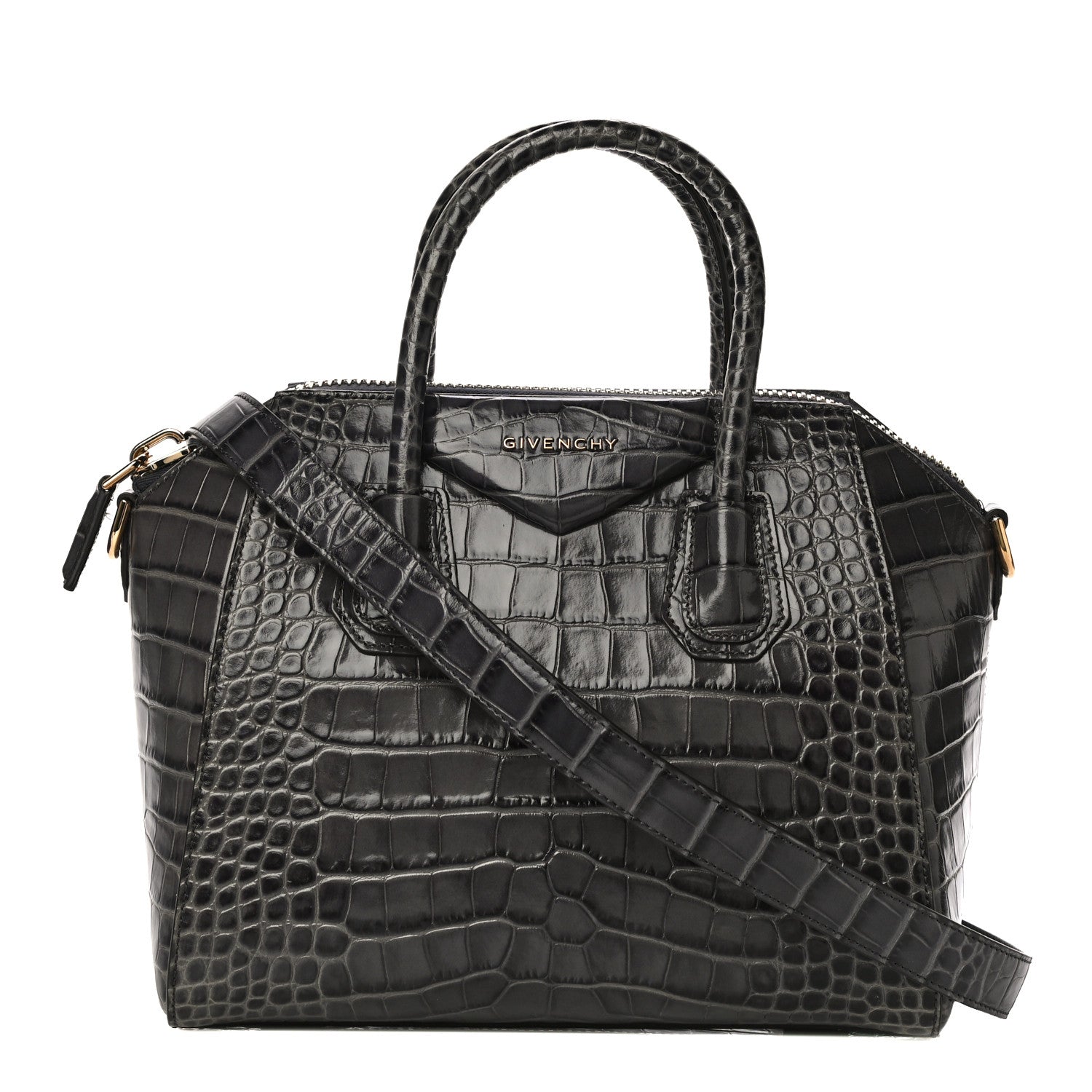 Givenchy Calfskin Crocodile Embossed Small Antigona Storm Grey 1 of 9