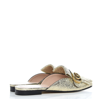 Gucci Galassia Womens GG Marmont Fringe Slippers 37 Platino 4 of 11