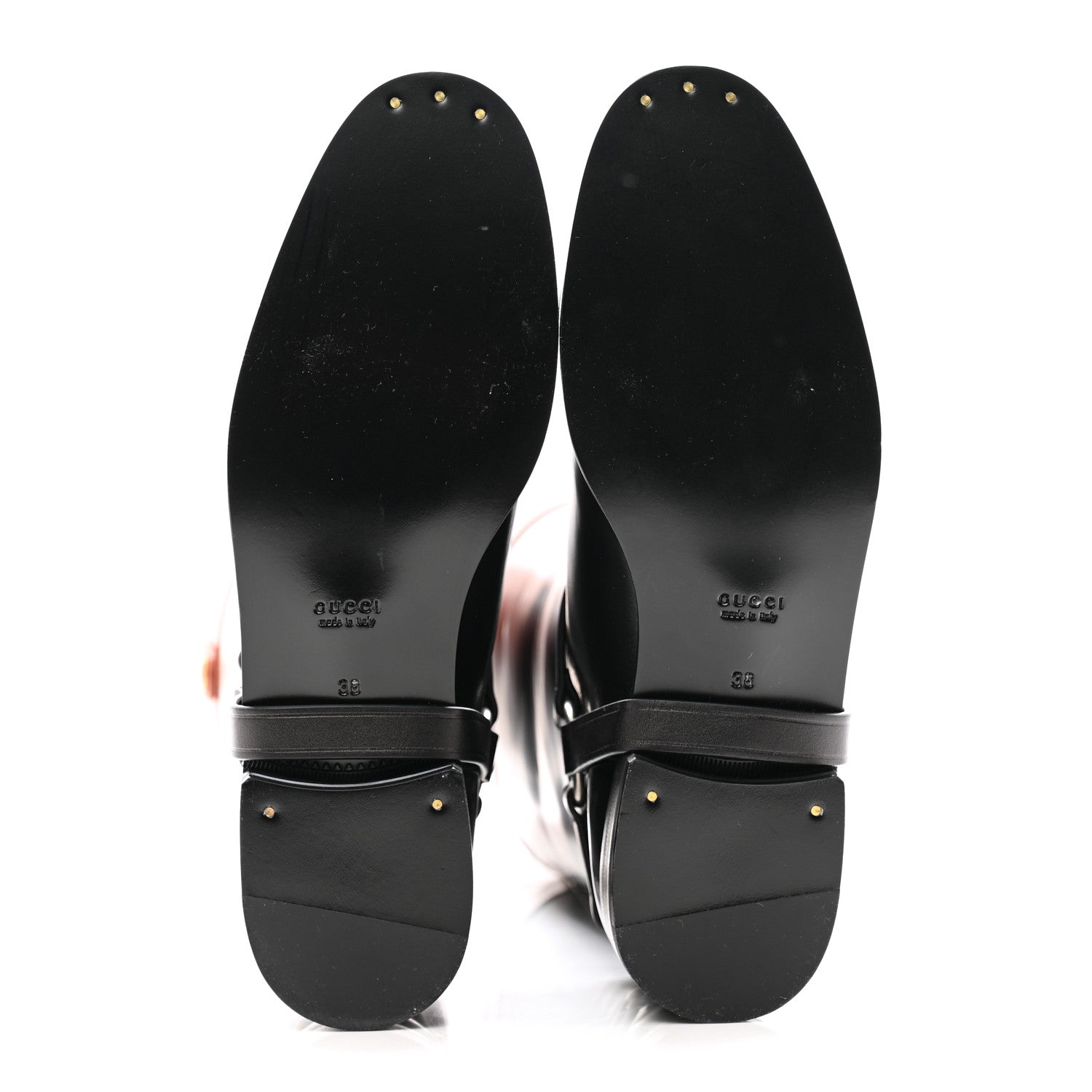 Gucci Calfskin Zelda Harness Riding Boots 38 Black Amber 5 of 10