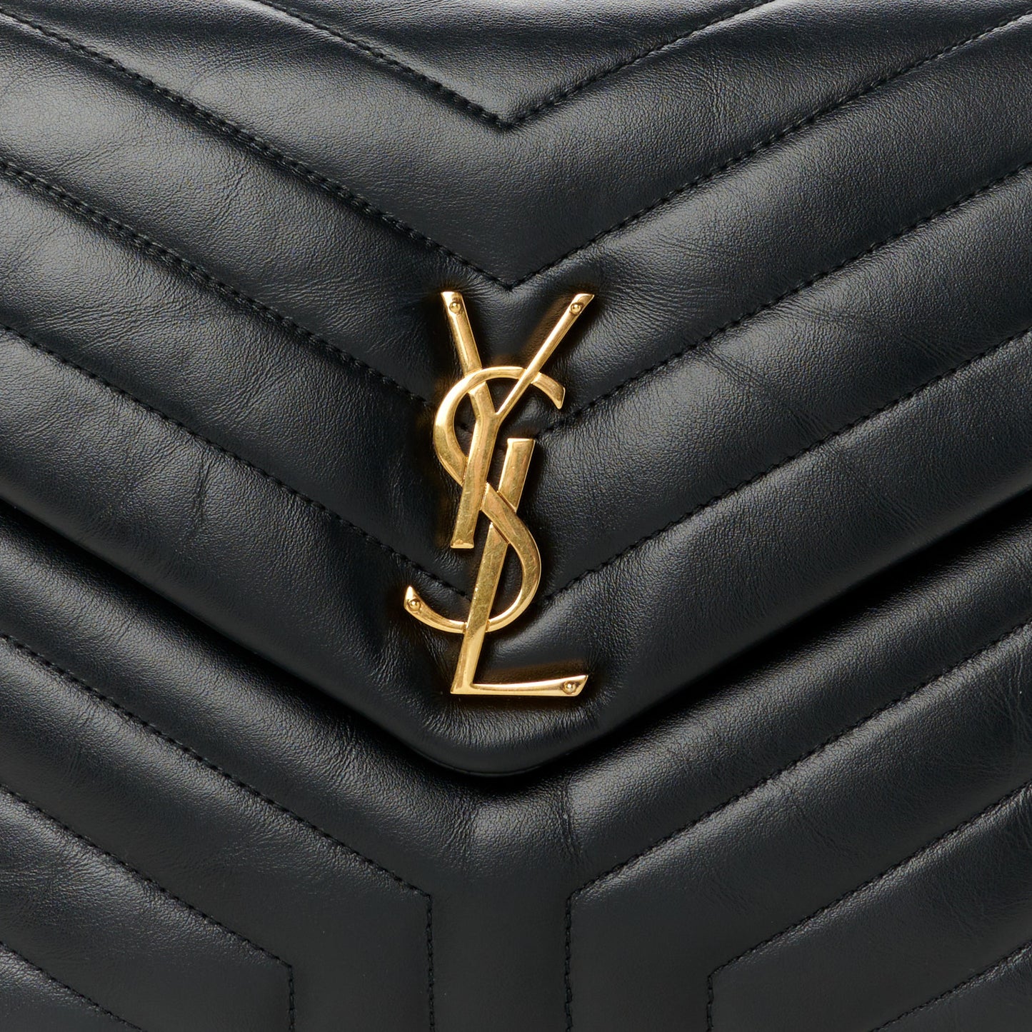 Calfskin Y Quilted Monogram Medium Loulou Chain Satchel Black