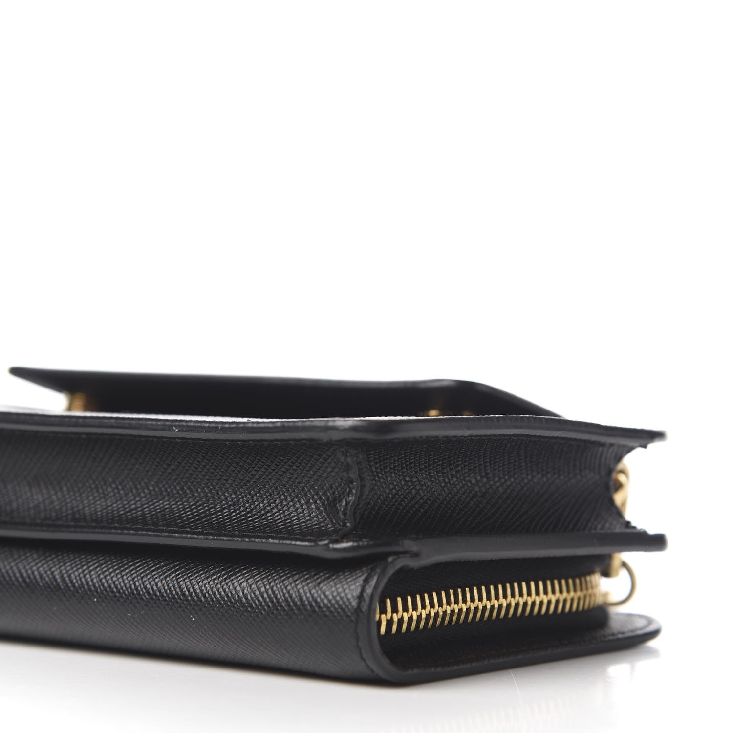 Prada Saffiano Metal Oro Chain Wallet Black 6 of 11