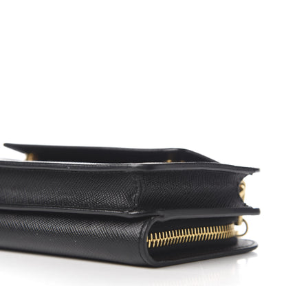 Prada Saffiano Metal Oro Chain Wallet Black 6 of 11