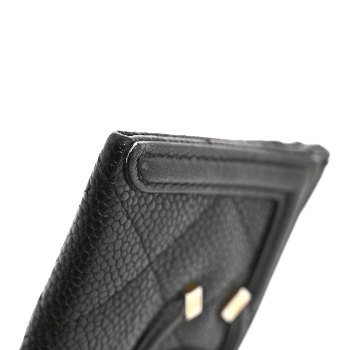 Caviar Quilted Filigree Card Holder Black