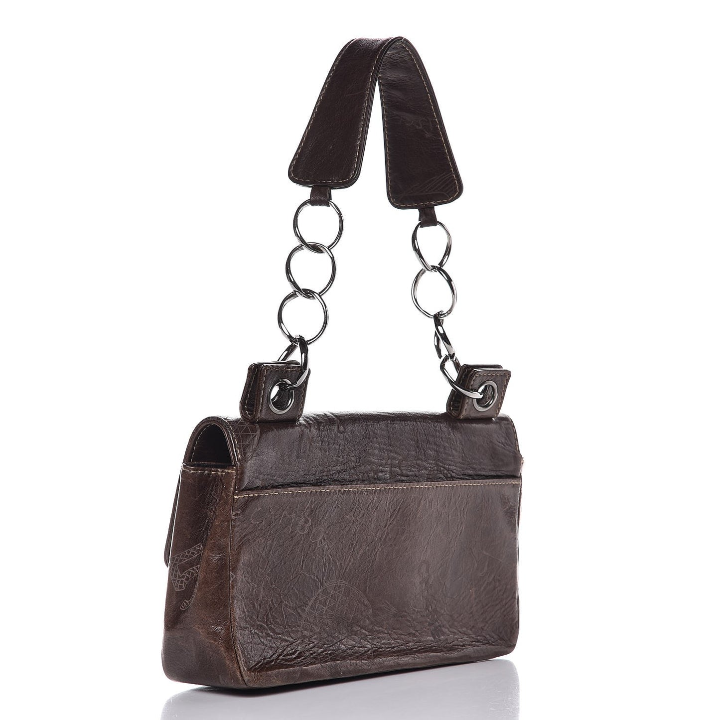 Calfskin Embossed Medium Flap Dark Brown