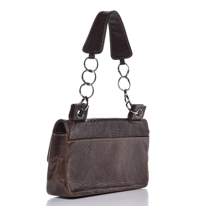Chanel Calfskin Embossed Medium Flap Dark Brown 3 of 7