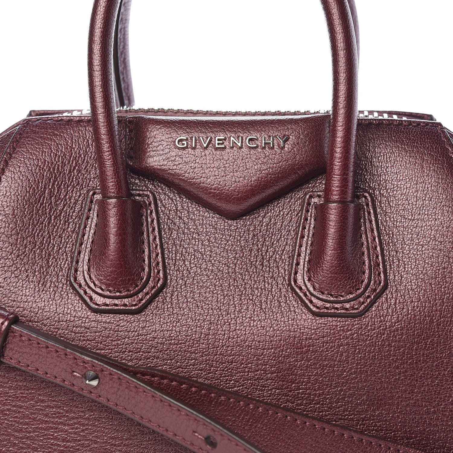 Givenchy Metallic Sugar Goatskin Mini Antigona Oxblood 8 of 11