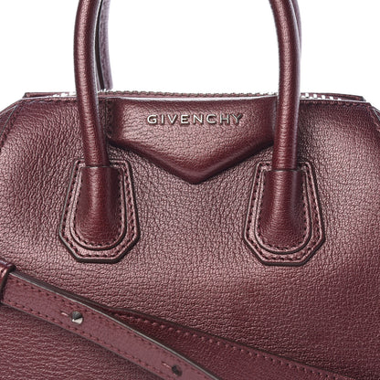 Givenchy Metallic Sugar Goatskin Mini Antigona Oxblood 8 of 11