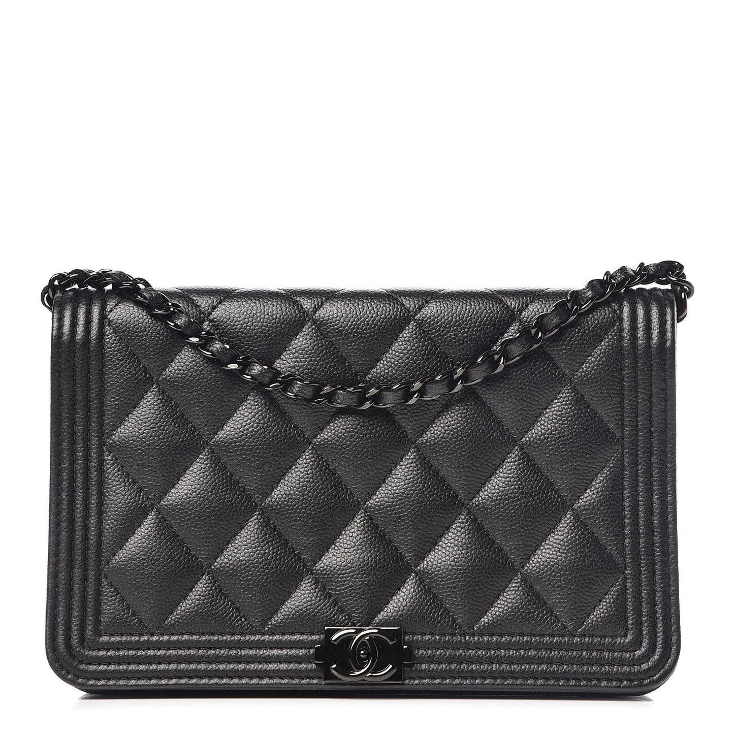 Caviar Quilted Boy Wallet On Chain WOC So Black