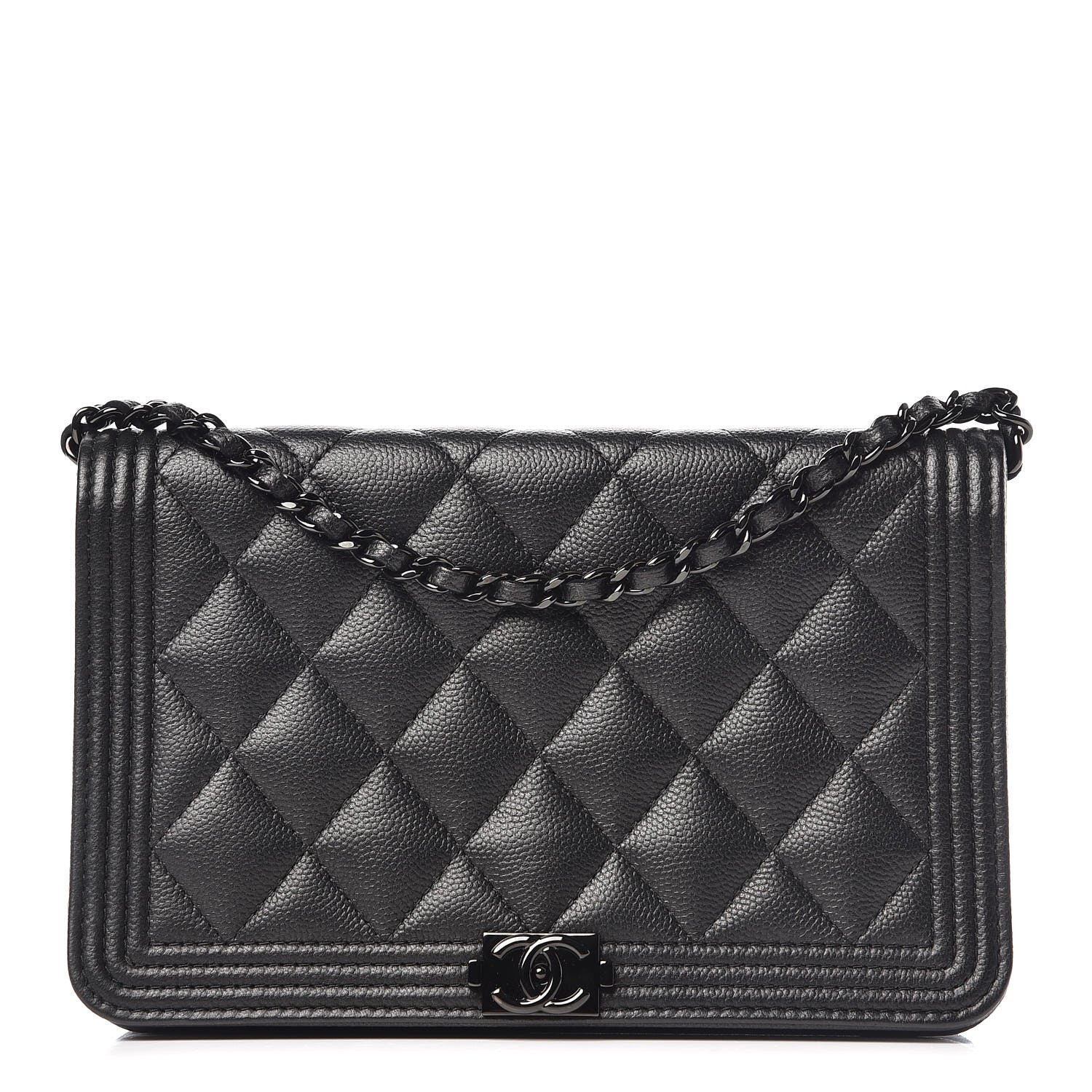 Chanel Caviar Quilted Boy Wallet On Chain WOC So Black 1 of 13