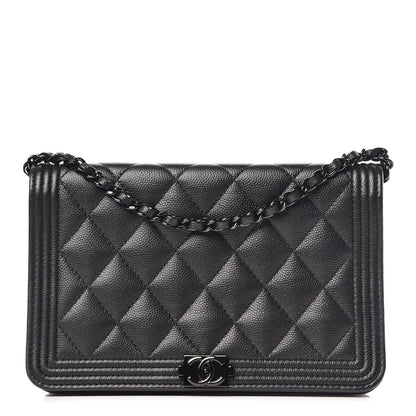 Chanel Caviar Quilted Boy Wallet On Chain WOC So Black 1 of 13