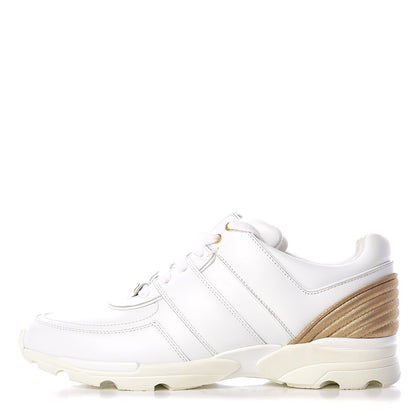 Chanel Calfskin Laminated Lambskin CC Sneakers 41 White Gold 1 of 11