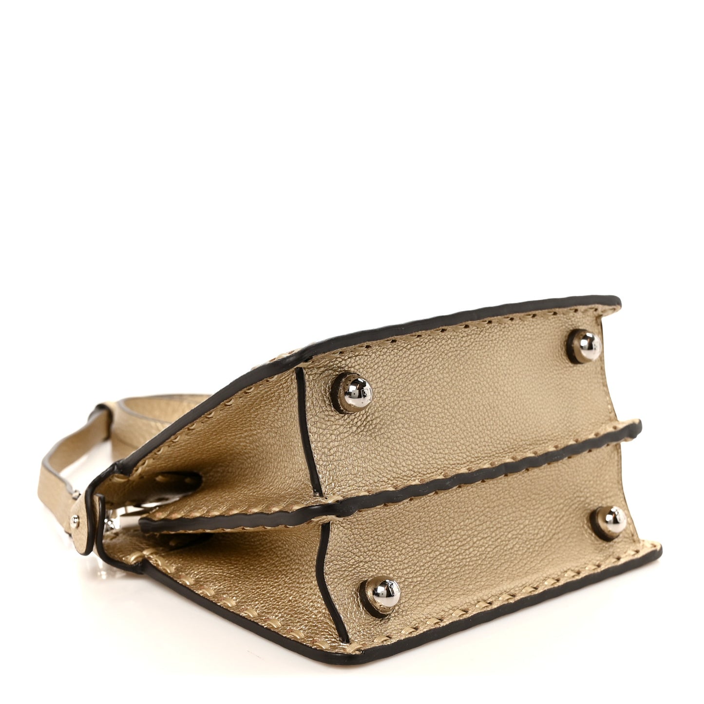 Metallic Cuoio Roma Sellerissima Nappa Sintetica Tape Stitch Petite Peekaboo I SEE U Iconic Satchel Platino