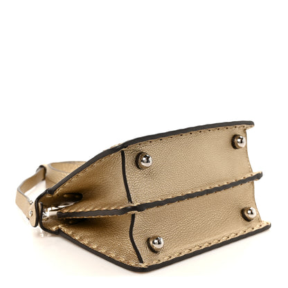 Fendi Metallic Cuoio Roma Sellerissima Nappa Sintetica Tape Stitch Petite Peekaboo I SEE U Iconic Satchel Platino 4 of 11