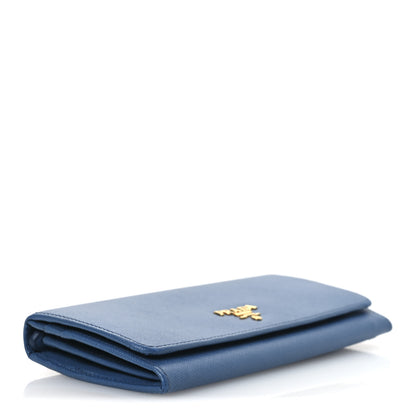 Prada Saffiano Metal Continental Flap Wallet Bleuette 4 of 9