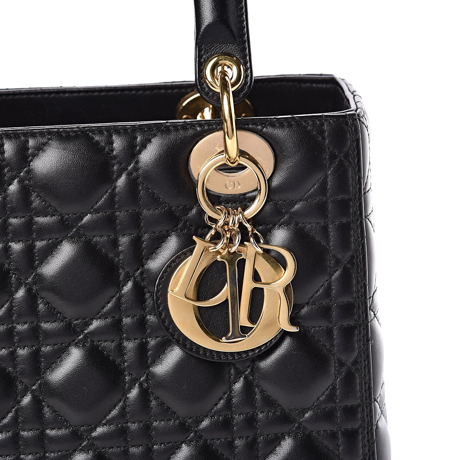 Christian Dior Lambskin Cannage Medium Lady Dior Black 12 of 15