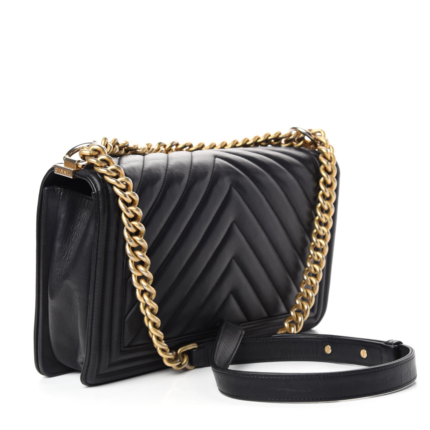Chanel Calfskin Chevron Quilted New Medium Boy Flap Black 3 of 10