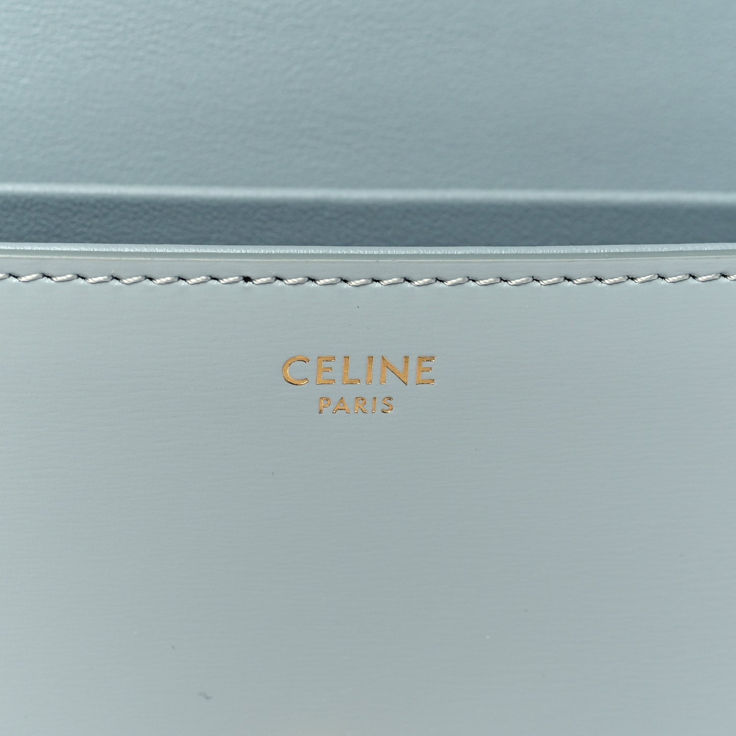 Shiny Calfskin Cuir Triomphe Chain Shoulder Bag Ice Blue