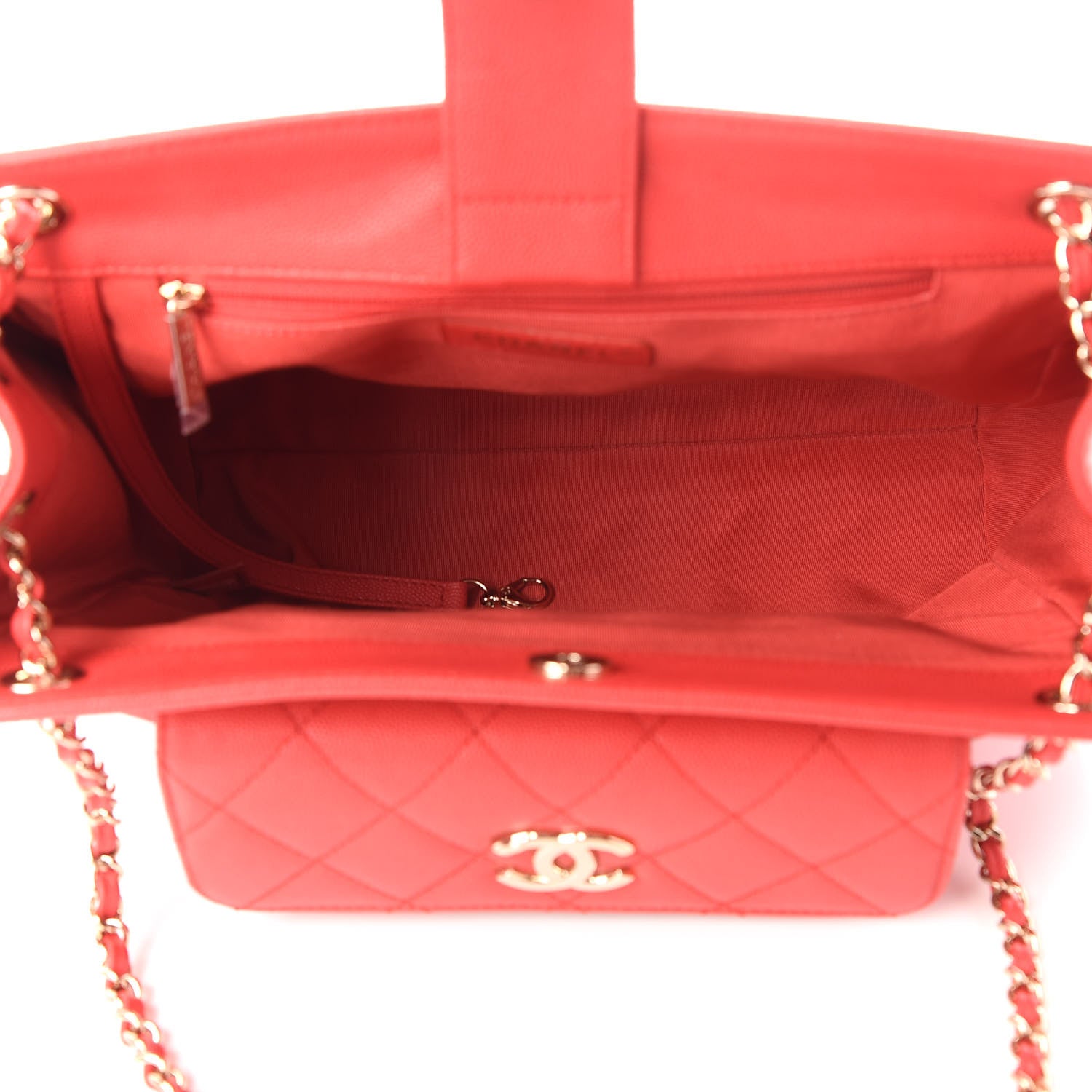 Chanel Caviar Quilted In Out Flap Shopping Tote Red 5 of 12
