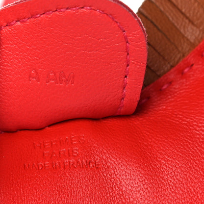 Hermes Milo Lambskin Grigri Rodeo Horse Bag Charm MM Rouge Indien Gold Bougainvillea 3 of 5