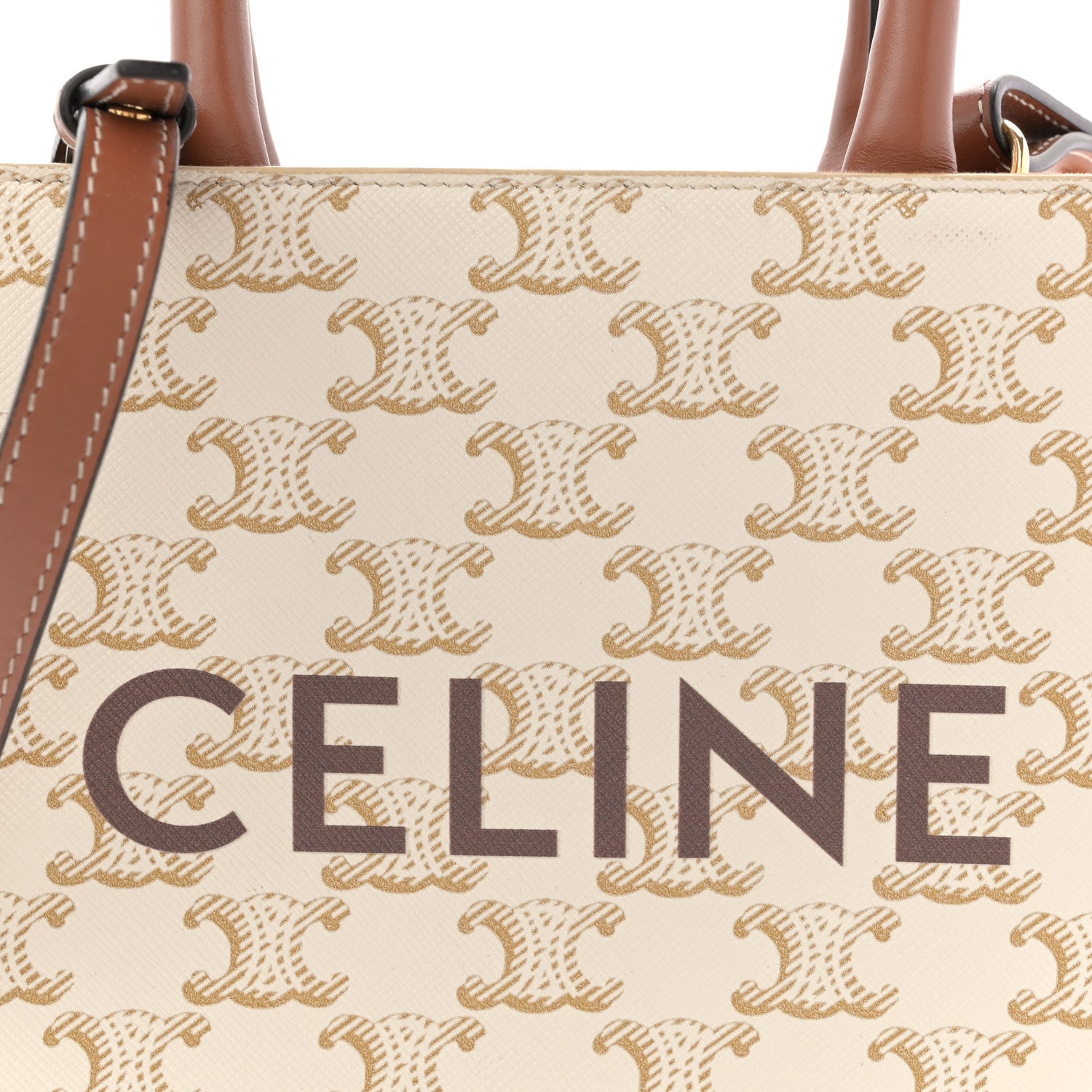 Celine Triomphe Canvas Calfskin Mini Vertical Cabas White 7 of 11