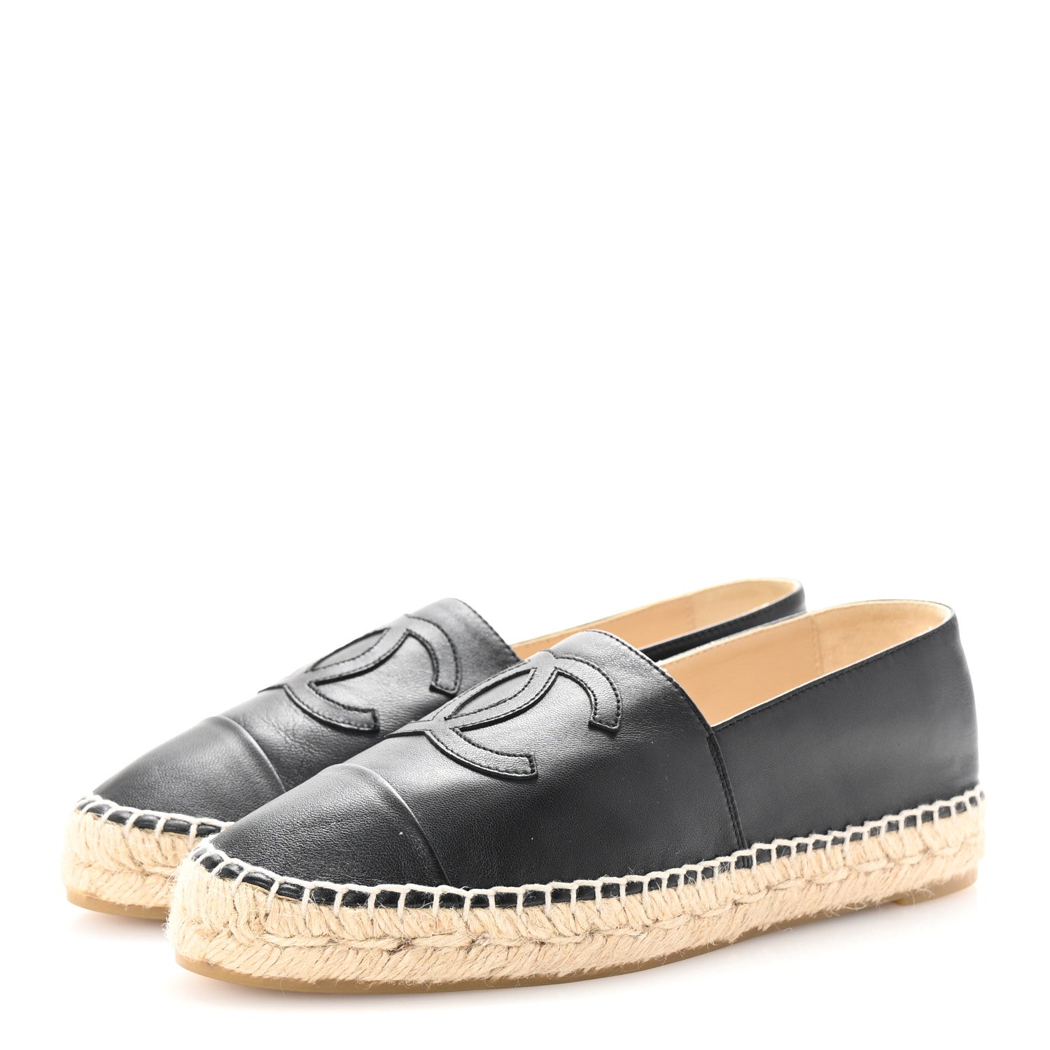 Chanel Lambskin CC Espadrilles 38 Black 4 of 9