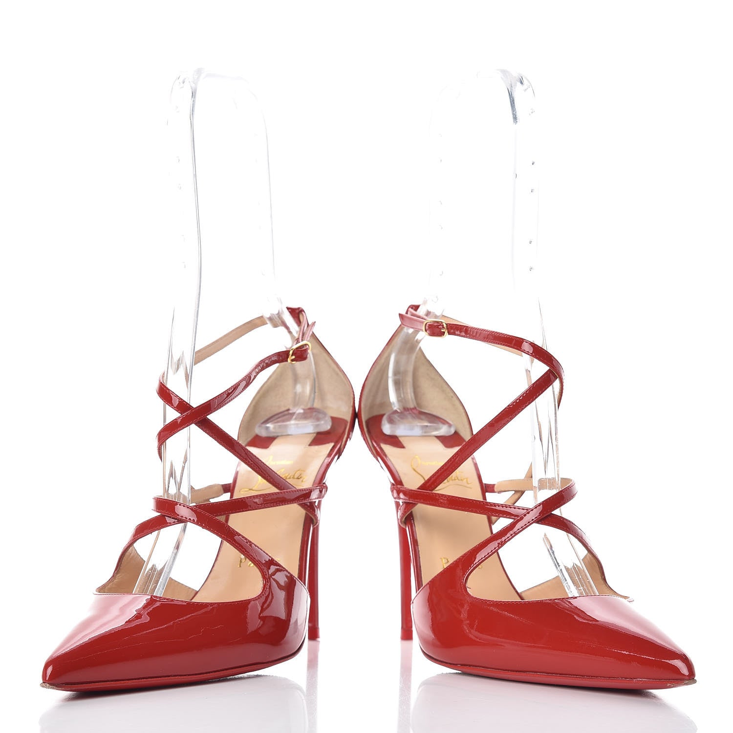 Christian Louboutin Patent Crossfliketa 100 Pumps 37.5 Flamenco 6 of 15