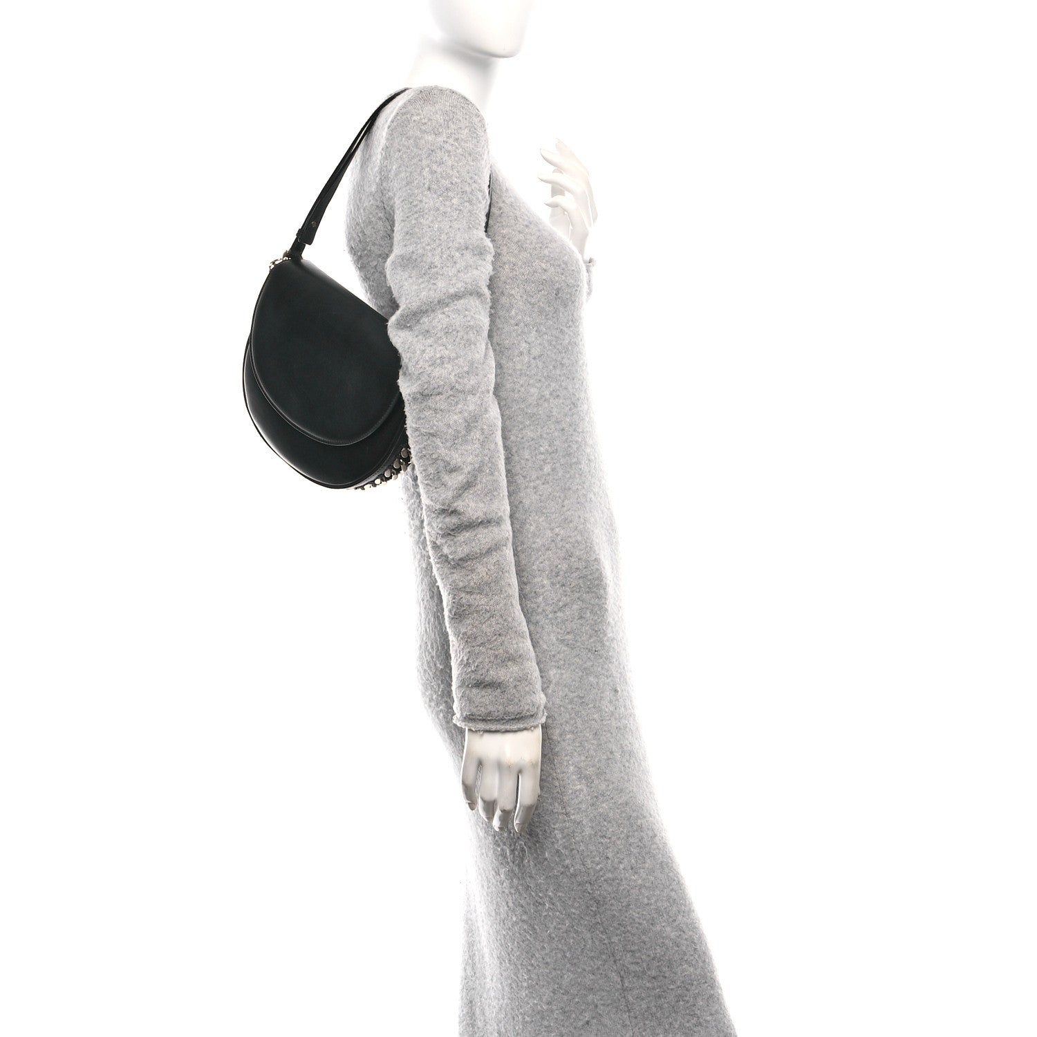 Stella McCartney Eco Alter Nappa Medium Frayme Flap Shoulder Bag Black 2 of 9