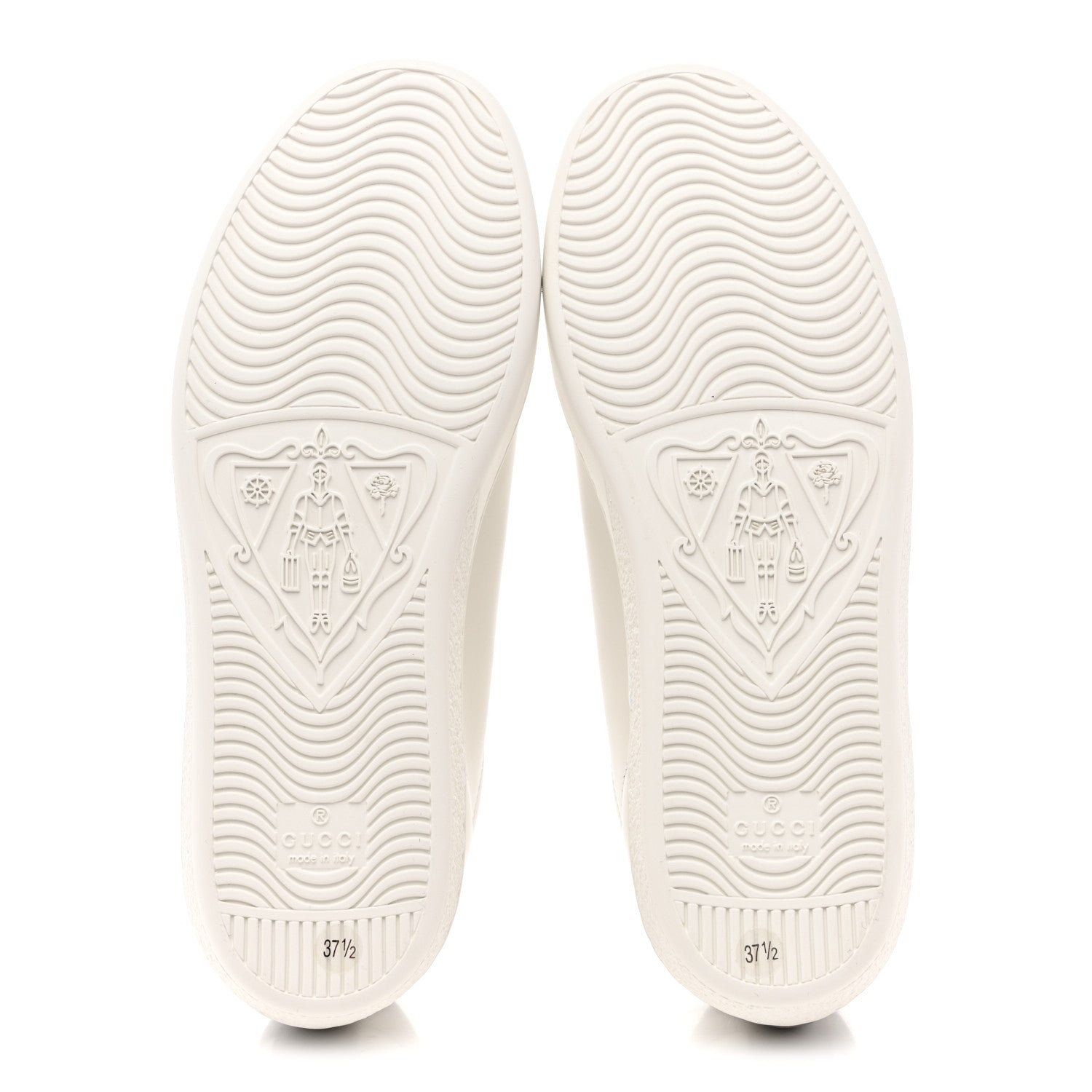 Gucci Calfskin Interlocking G Perforated Womens Ace Sneakers 37.5 White Grey Sky 6 of 10