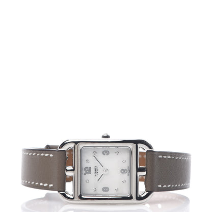 Hermes Stainless Steel Swift Diamond Mother of Pearl 23mm Cape Cod Quartz Watch Etoupe 2 of 7