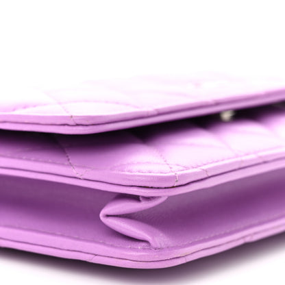 Chanel Lambskin Quilted Wallet On Chain WOC Purple 10 of 12