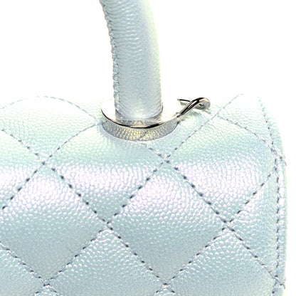 Chanel Iridescent Caviar Quilted Extra Mini Coco Handle Flap Light Blue 11 of 14