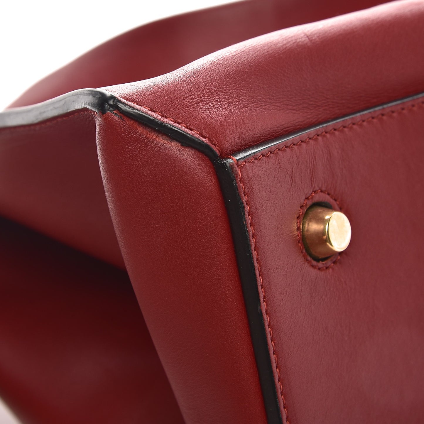 Smooth Calfskin Medium Edge Shoulder Bag Red